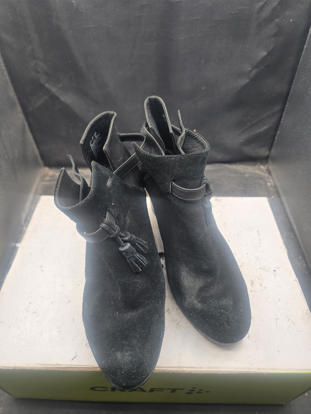 Wolverine Black Suede Tassel Ankle Booties